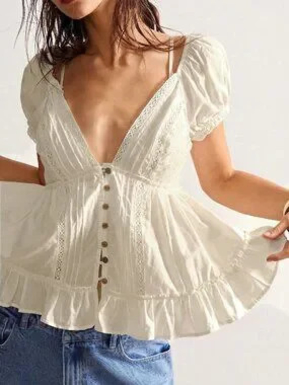 ZARA Apricot Casual Women's Woven V-Neck Ruffle Hem Camisole